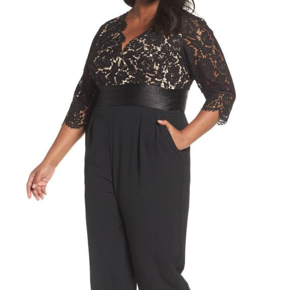 Eliza J Pants - Eliza J Women's 24W Jumpsuit Black Lace